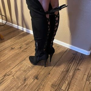 bebe Knee High Heeled Boots